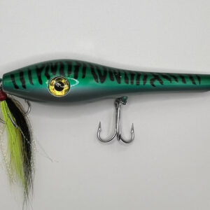 Striper-Gear Catapult plug type fishing lure pictured in the Mackerel color option.