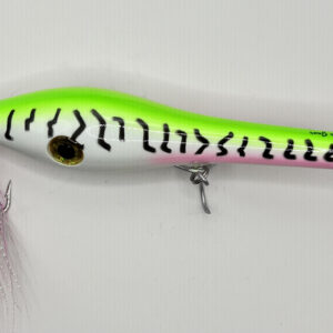 Catapult fishing lure in whacky mack colors.